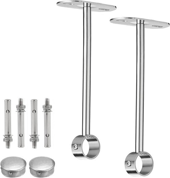 Beugel per plafond per 25mm stantia - Beugel per tubo per doccia e armadi - Set da 2 (300mm di altezza) con viti