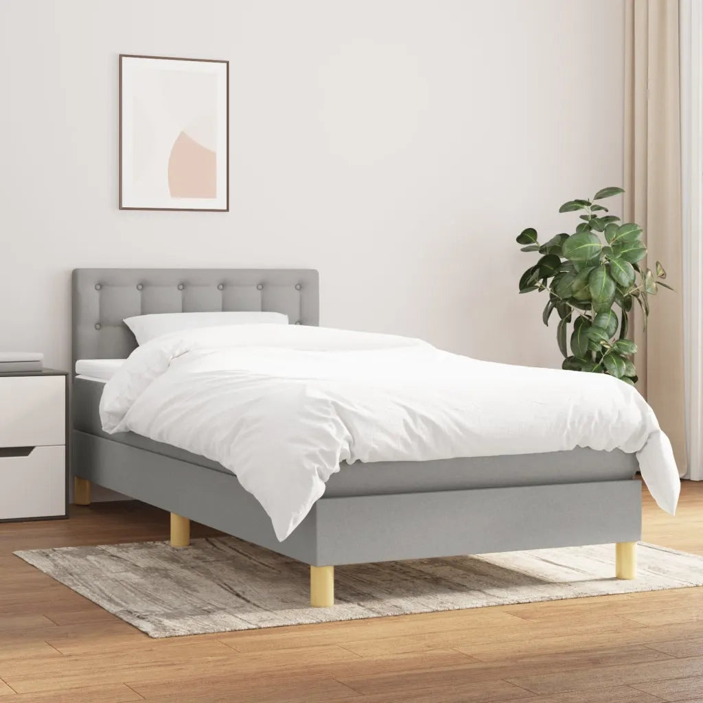 Giroletto a Molle con Materasso-Struttura Letto Grigio Chiaro 90x200 cm Tessuto 262644