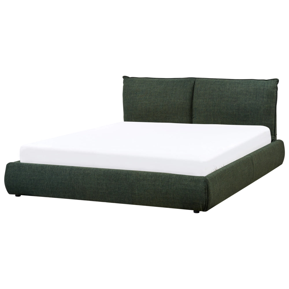 Letto matrimoniale imbottito in tessuto verde scuro 160 x 200 cm stile classico camera da letto
