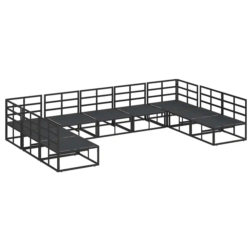 Set Divano da Giardino con cuscino 9 pcs Nero Alluminio