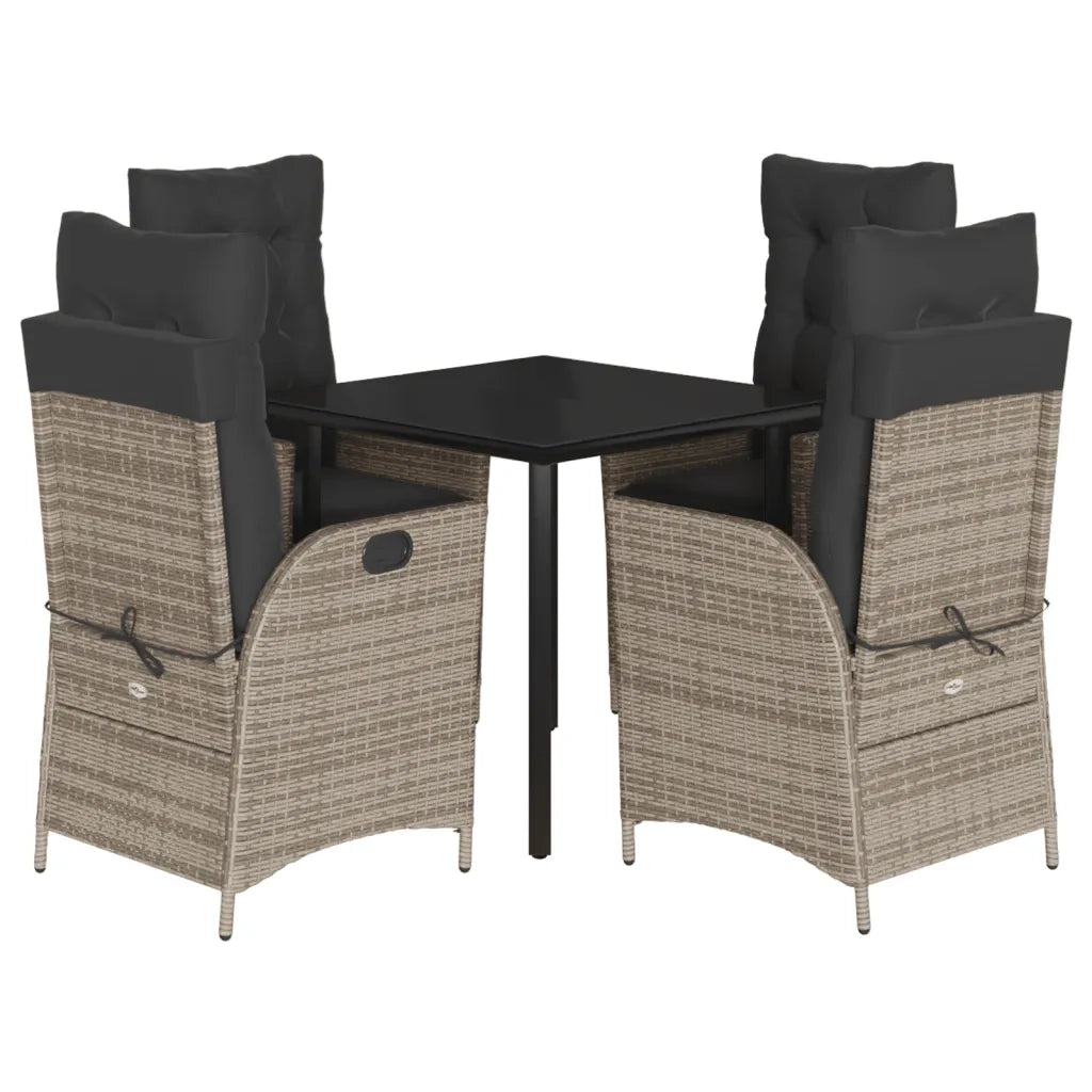 Set da Pranzo da Giardino 5 pz con Cuscini in Polyrattan Grigio 3213226