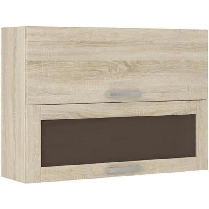Colonna vetrata con 2 ante a ribalta - L 80 x P 31,6 x H 72 - decoro rovere Sonoma - LASSEN
