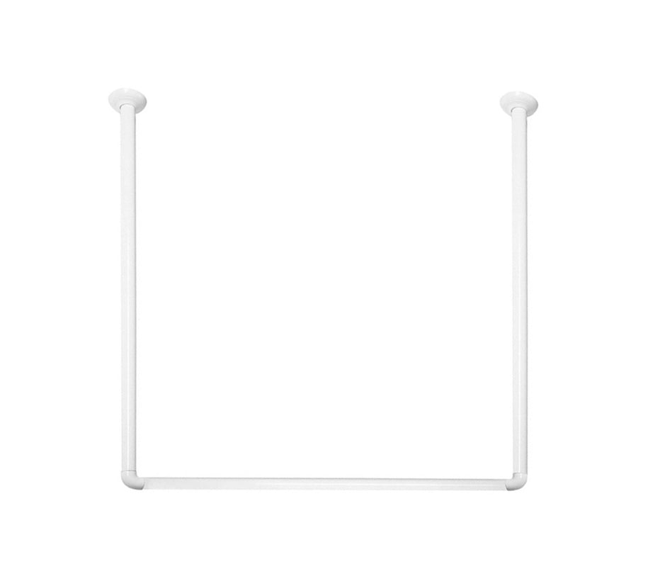 BASTONE PER TENDA DOCCIA DOCCIA 3 LATI IN ALLUMINIO BIANCO- Bianco 80x80x80 cm- SPIRE- pezzi 1