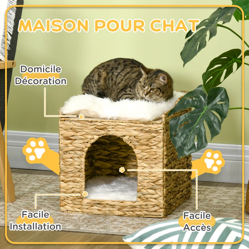 Niche pour chat 2 livelli con cuscini ¨C Zephmum ¨C 37.5x37.5x41.5 cm marrone crema