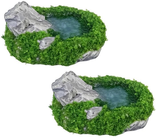 Decorazione Zen per Giardino - Mini Statua Bonsai - Contenitore in Vetro - Materiale Resina - Design Duraturo