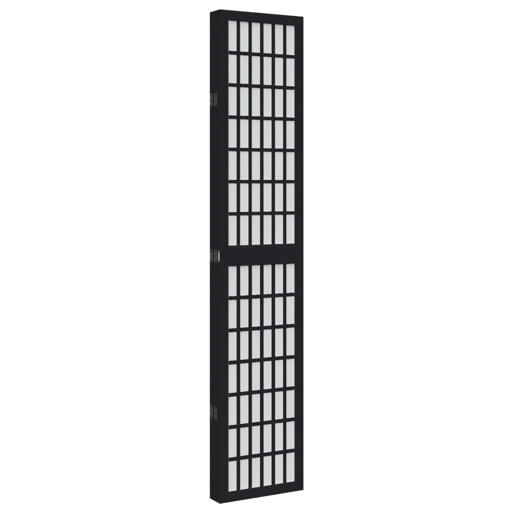 Divisorio Ambienti | Divider per stanze | Paravento 5 Pannelli Nero Legno Massello di Paulownia