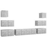 Set di mobili da 8 pezzi tra cui armadio credenza mobile TV televisore per soggiorno camera da letto salotto legno ingegnerizzato grigio 02_0025247