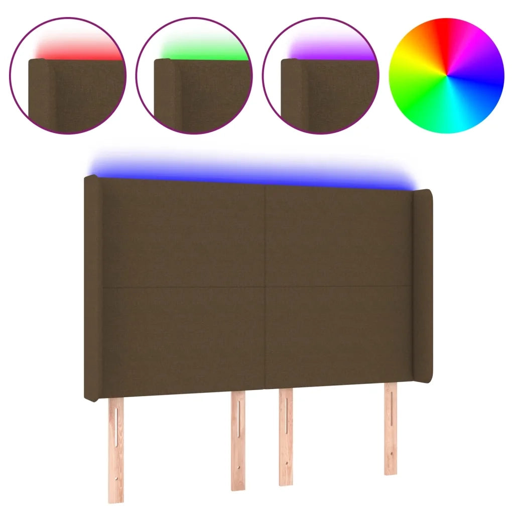 Testiera a LED-Testata con LED MarroneScuro147x16x118/128cm inTessuto 267440