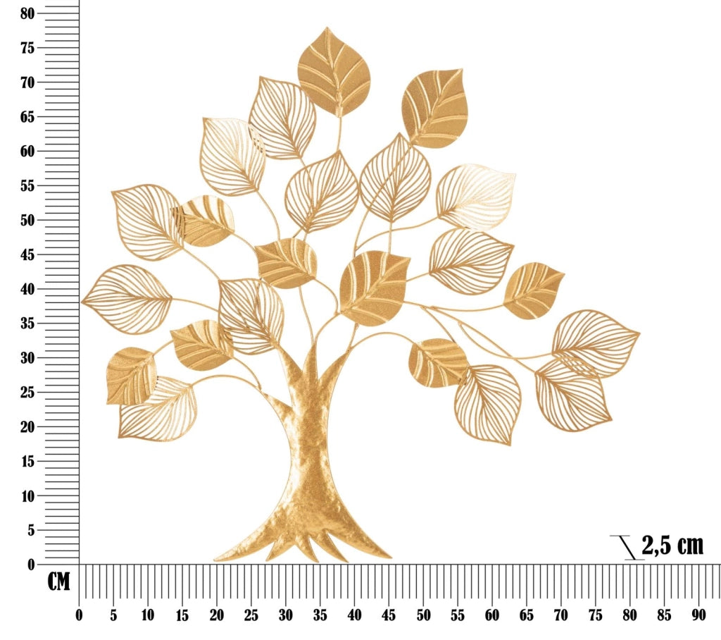 Pannello Decorativo in Ferro a Forma di Albero Goldy - 81x2,5x78 cm