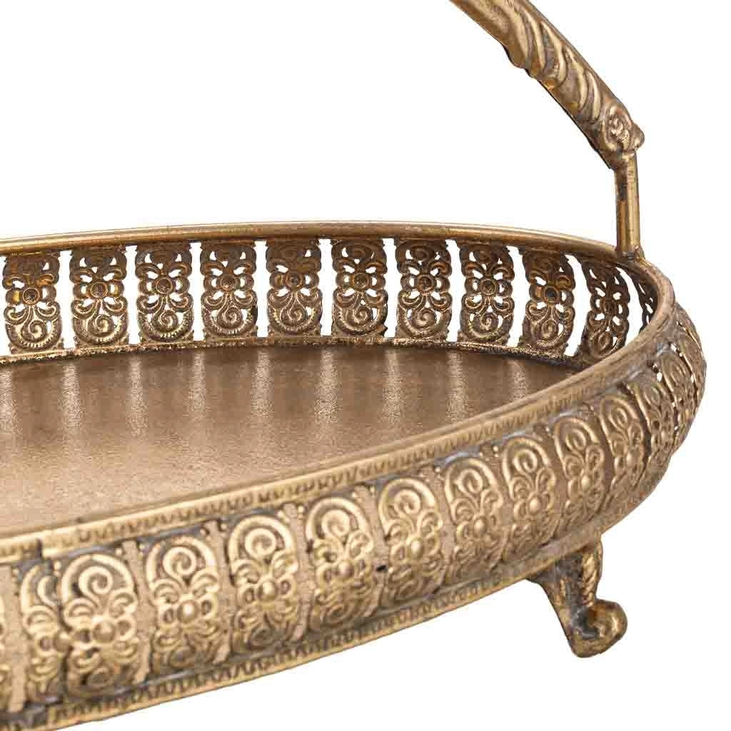 Vassoio in metallo dorato 47x27x30h cm