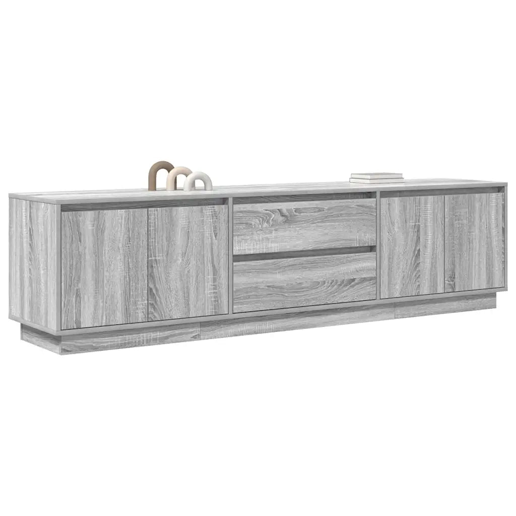 Mobile Porta TV con Luci LED-Credenza per TV Grigio Sonoma 193,5x41x50 cm