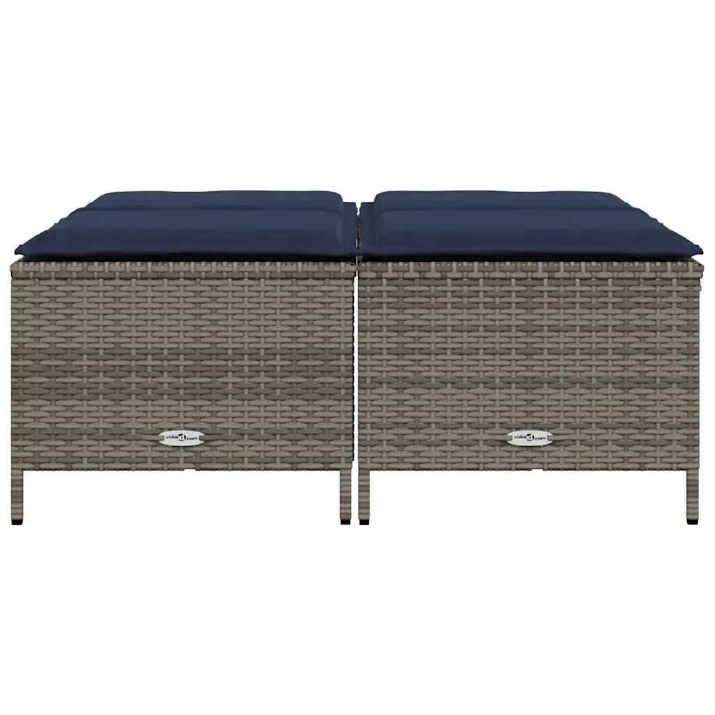 Sgabelli da giardino con Cuscini 4 pz in Polyrattan Grigio 368369