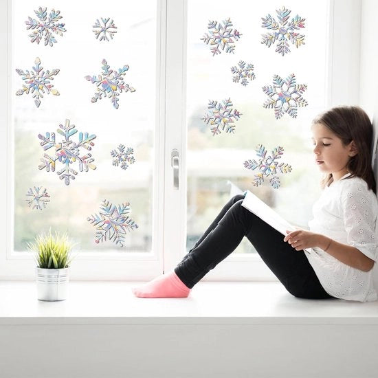 Sticker per festa di Natale, 4 fogli, sticker per finestra, sticker statico PVC, Natale, fiocchi di neve, decorazioni, Natale, arredamento, casa, porta di vetro.