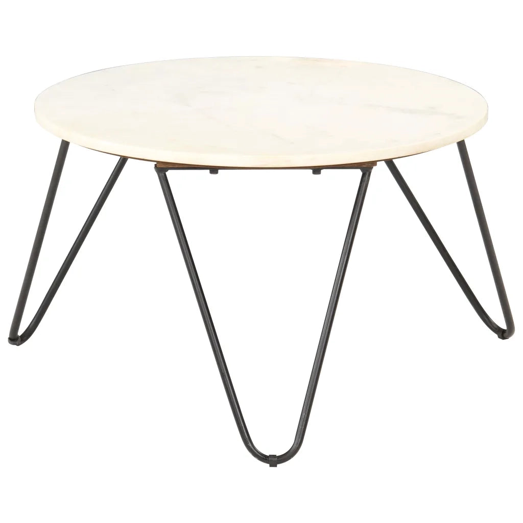 Tavolino da Salotto Bianco 65x65x42cm Pietra Vera Testura Marmo 286446