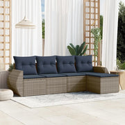 Set Divani da Giardino 5 pz con Cuscini Grigio in Polyrattan 3221290