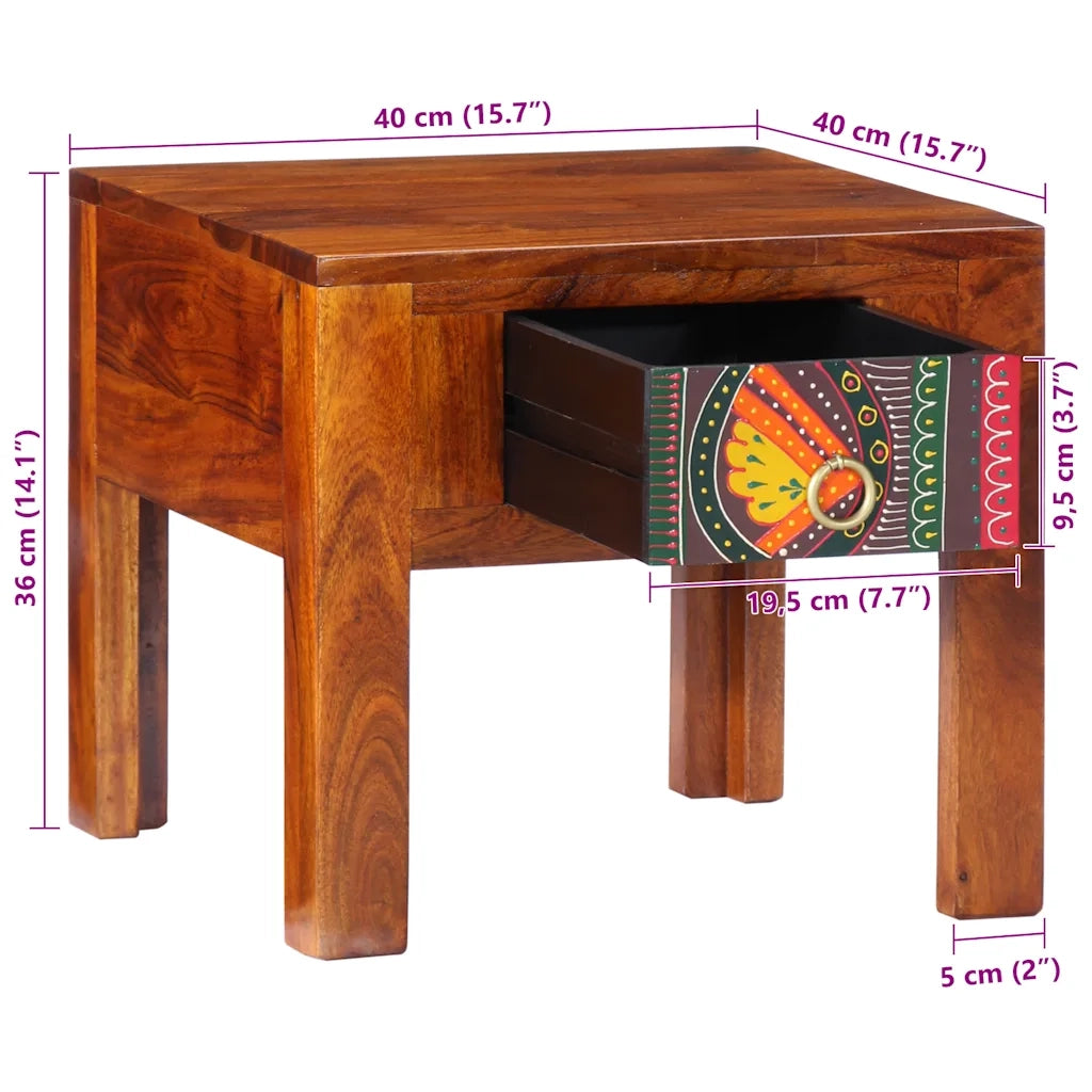 Comodini 2 pz-Set di 2 Tavolino da notte 40x40x36 cm in Legno Massello di Acacia