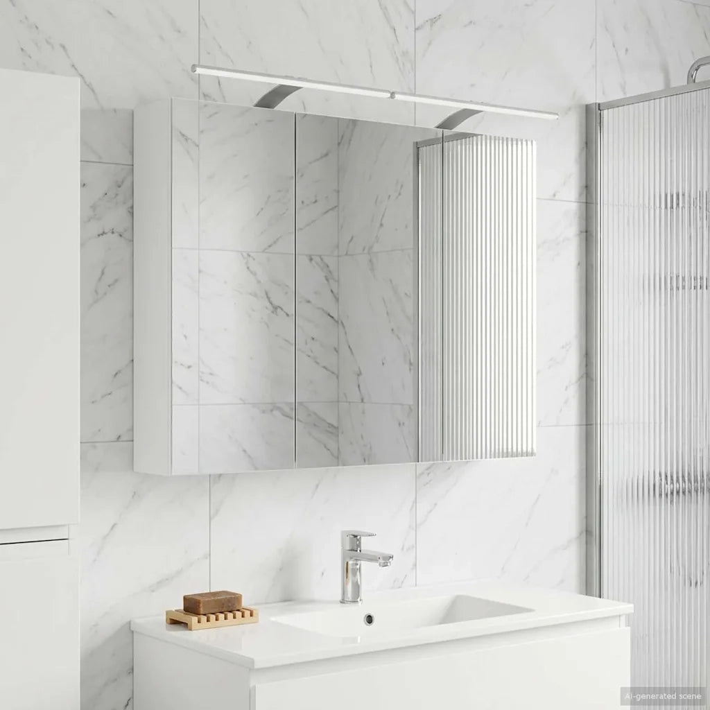 Mobiletto per specchio da Bagno | Armadio da bagno Bianco 100 x 14,5 x 70 cm
