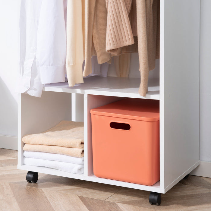 Mobile Appendiabiti con Barra in Alluminio e 2 Ripiani Aperti 60x40x128 cm in Truciolato Bianco