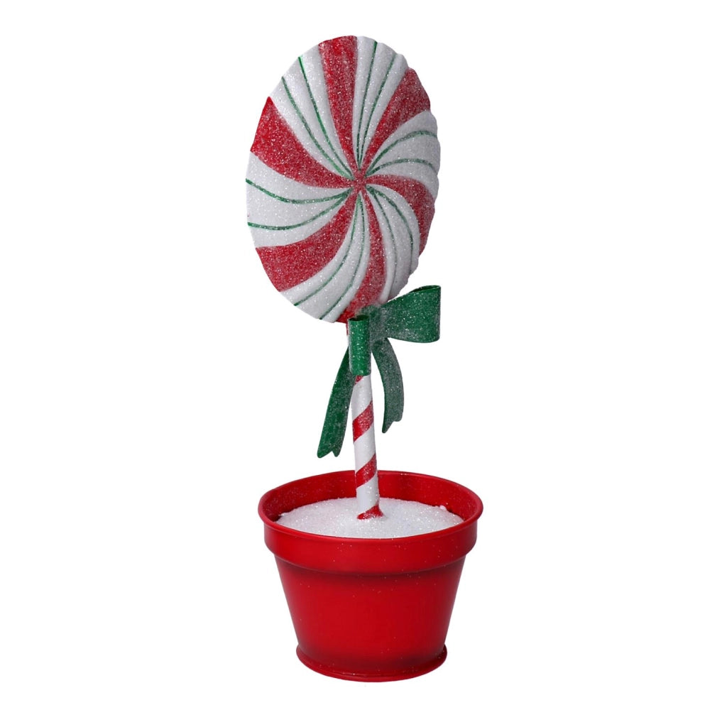 Caramella metallo lecca-lecca con vaso rosso cm11,5x9h25,5