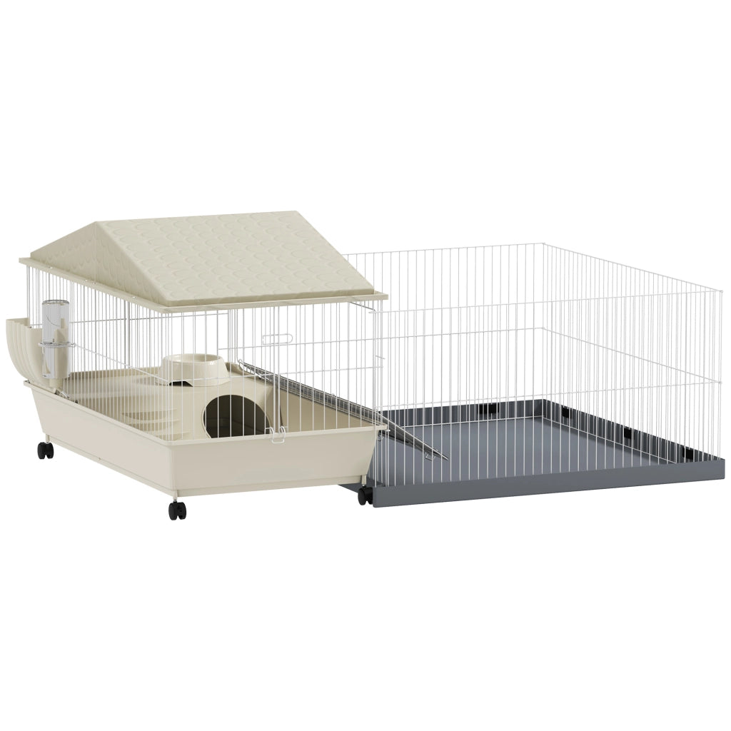 Gabbia per Piccoli Animali con Parco e Tappeto ¨C zephmum ¨C Beige 108x71x57 cm