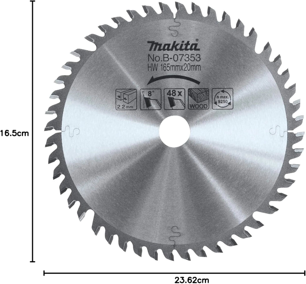 Makita B-07353 - Lama con punta in carburo, 165 mm x 20 mm