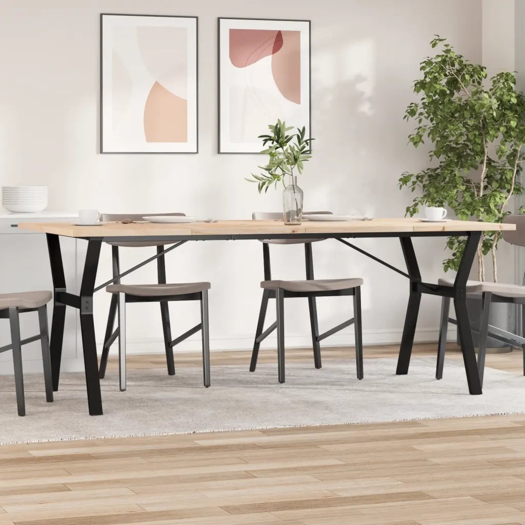 Tavolo Pranzo Telaio a Y 200x100x75,5 cm Legno Pino e Acciaio 3282789