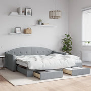 Divano Letto Estraibile Cassetti Grigio Chiaro 90x190cm Tessuto 3197576