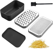 Set per raspare il formaggio con setola singola, Raspatore per cassetta con contenitore e coperchio, Raspatore in acciaio inossidabile per la cucina, Multifunzionale macchina da affilare, Affilatutto per verdure, frutta e formaggio