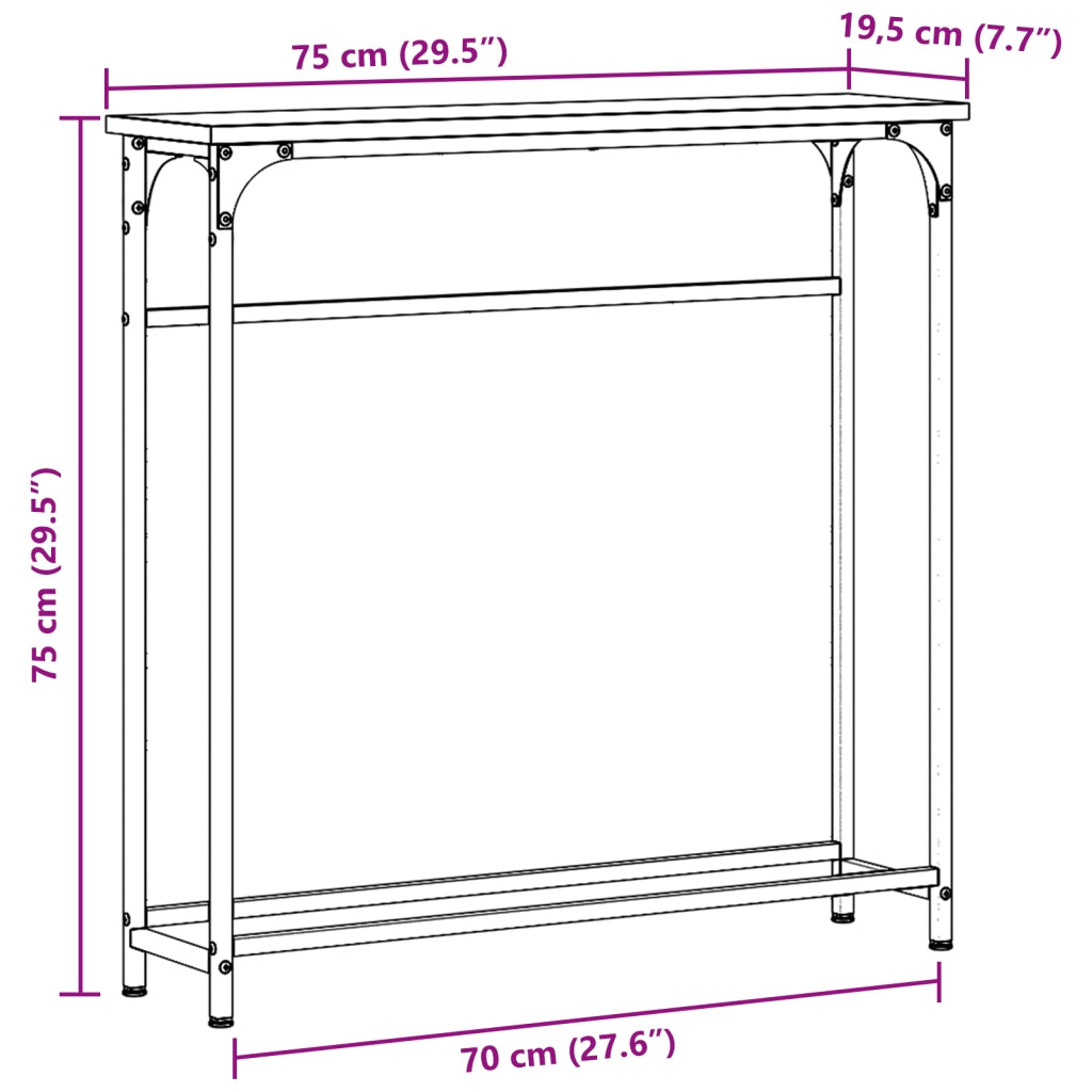 Tavolino in legno vecchio 75x19,5x75 cm in legno ingegnerizzato e acciaio