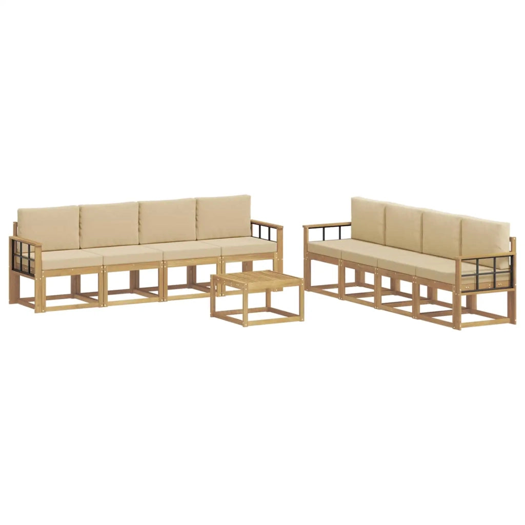 Set di divani da esterno 9 pz Bianco e Beige 3387432