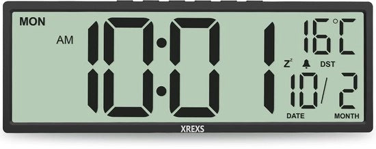 Cronografo digitale 14,5 pollici con visualizzazione orario, calendario e temperatura, funzione orario legale, funziona con batterie, ideale per camera da letto, soggiorno, aula e ufficio