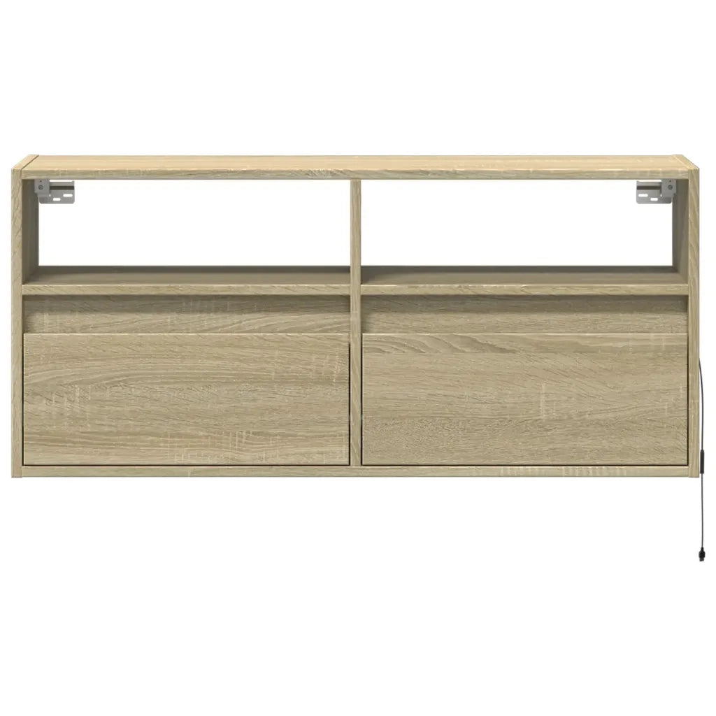 Mobile TV a Parete con Luci LED Rovere Sonoma 100x31x45 cm 852336