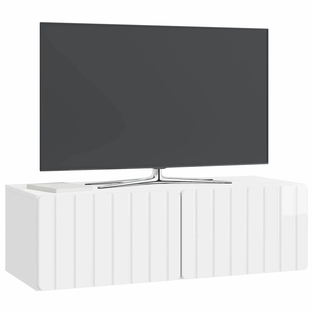 Mobile Porta TV da Muro Bianco Lucido 98 x 41 x 30 cm 898359