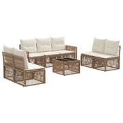 Set Divano da Giardino 8 pcs Beige e Bianco Crema polyrattan