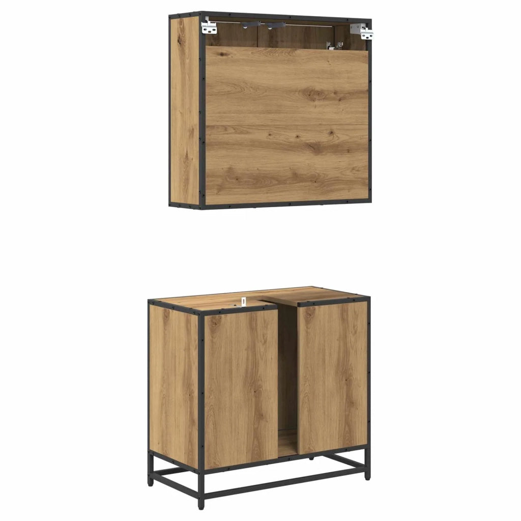 Set di mobili per il bagno con porta 2 pcs Rovere artigianale 3402321