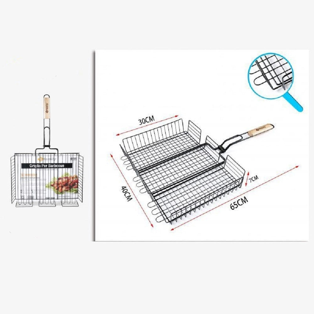 Trade Shop - Griglia Per Barbecue 65 X 40 X 30 X H7cm Per Braciata Carne Pesce Verdure 802051 -