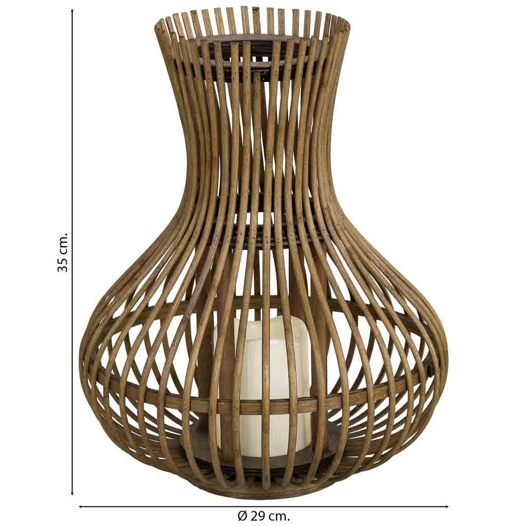 Portacandele in bambù con candela LED marrone, D29x35h cm