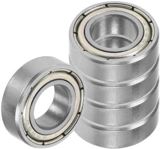 Set di 5 bielle a rulli in acciaio inox cromato con doppia imbottitura 8 x 16 x 5 mm per uso industriale e macchinario.