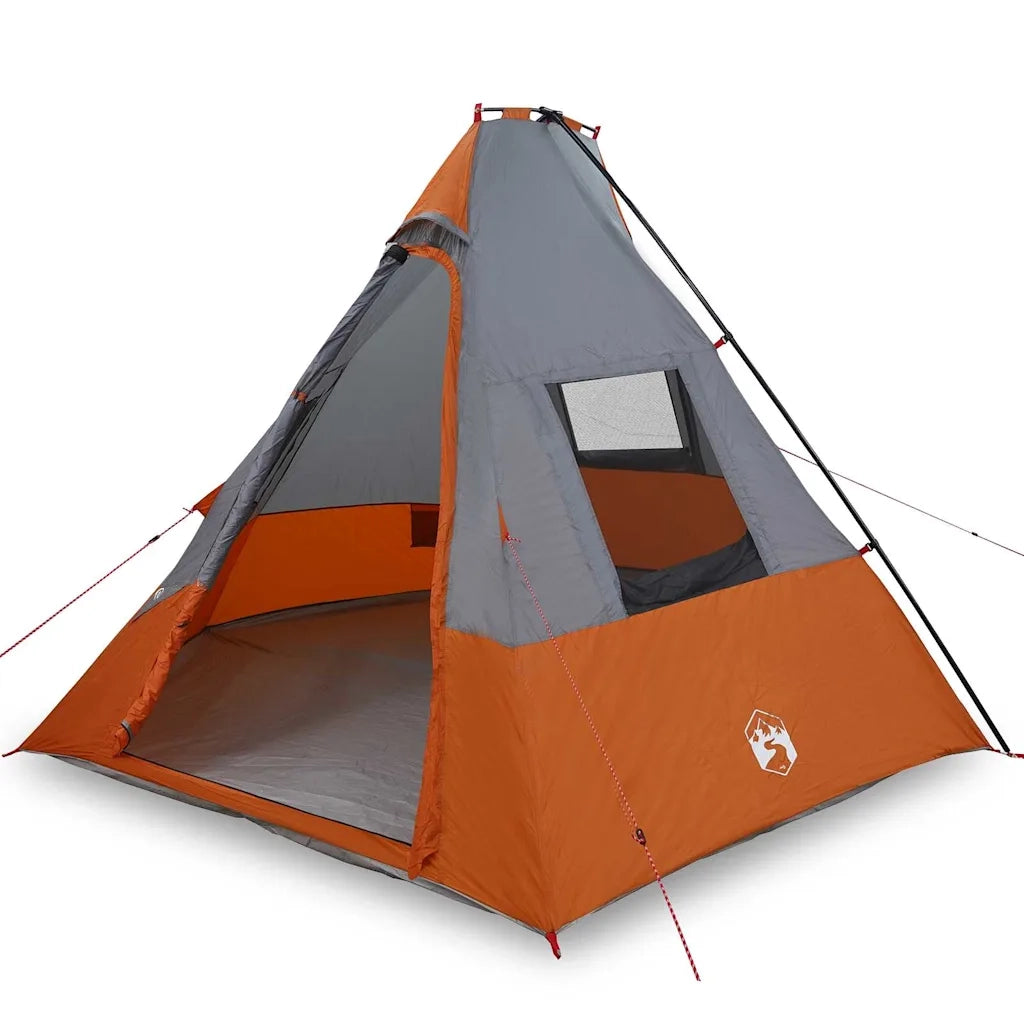 vidaXL Tenda con tetto Grigio e Arancione e Nero 383 x 338 x 217 cm