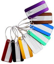 Set di etichette per valigie da 8 - Etichette in alluminio - Etichetta di indirizzo - Anello di fissaggio robusto - Hanger impermeabile - Duraturo e stile - Etichetta per valigie