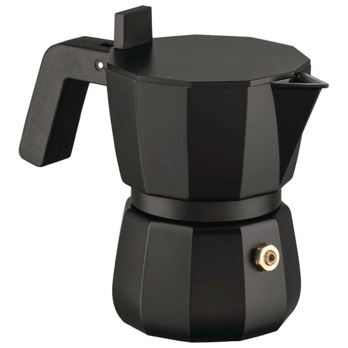 Alessi caffettiera espresso moka nera, 1 tazza, alluminio, design David Chipperfield, DC06-1 B