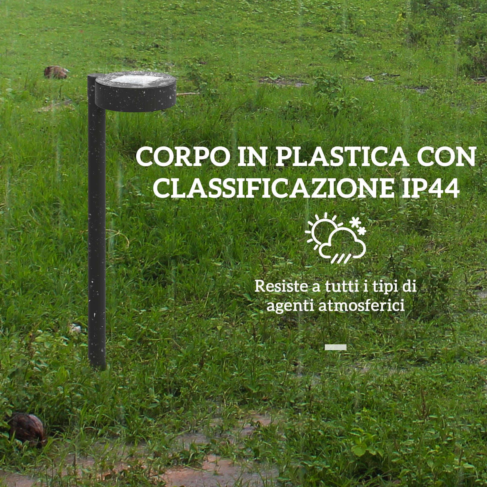 Set 8 Faretti da Esterno a Energia Solare 12x10x46 cm LED a 3000K IP44 in PP Nero