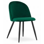 Sedia da pranzo Bello in velluto verde con gambe nere