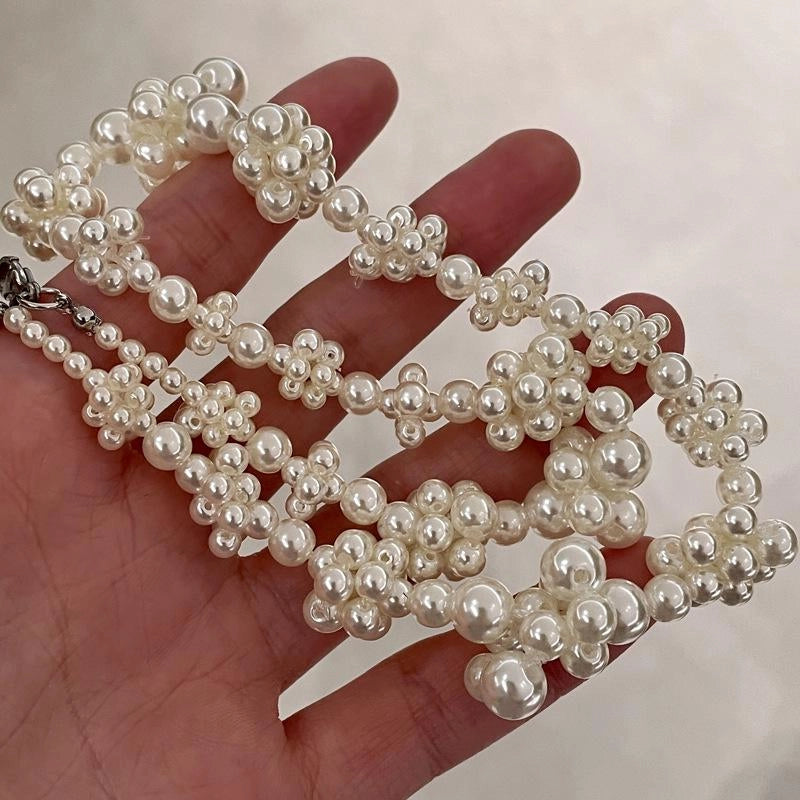 Collana irregolare con perle, tessuta a mano, regalo di Natale o di compleanno.