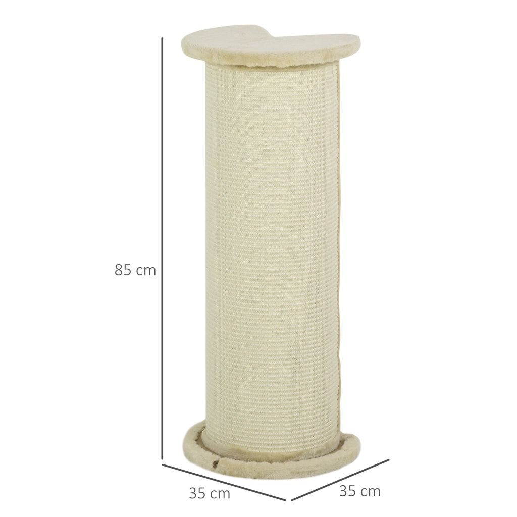 Tiragraffi per Gatti Angolare ¨C Zephmum ¨C 35x35x85 cm, Bianco Crema