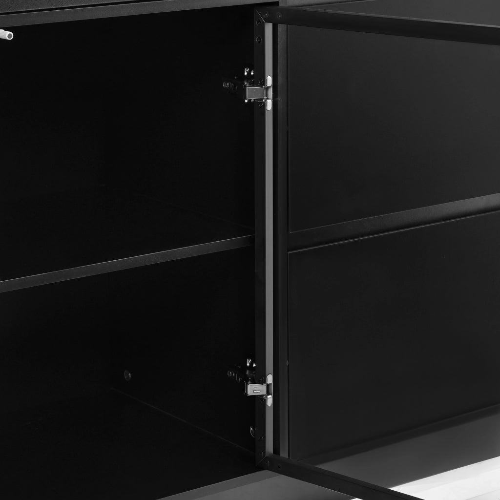 SIDEBOARD 120x40x180 cm Bianco e Nero in MDF con LED