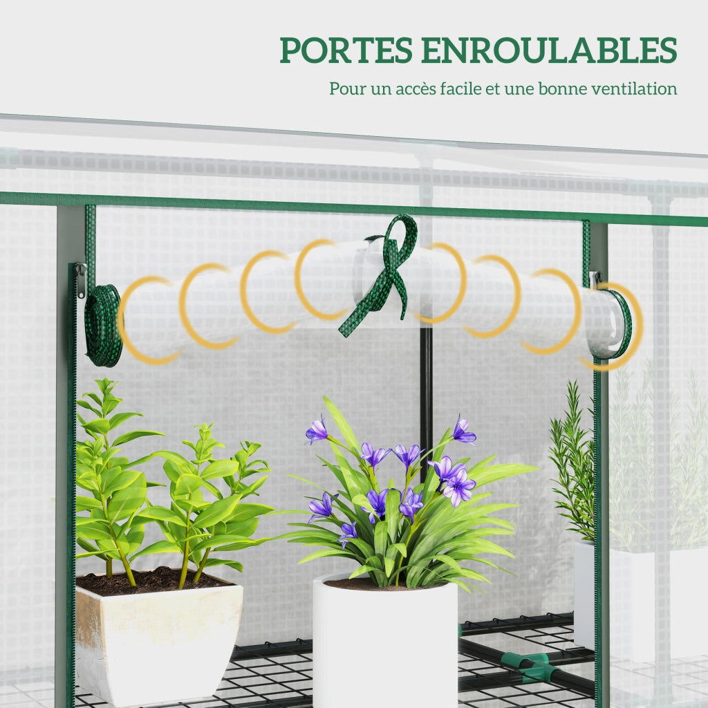 Serra da giardino 3 porte con ripiani ¨C zephmum ¨C 215x46x151 cm bianco