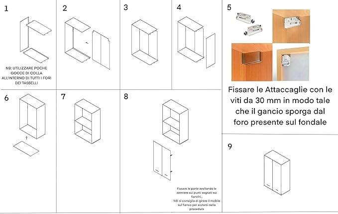 Pensile Cucina  in Legno Nobilitato Olmo Mobile Alto con 2 Ante, Pensile Componibile Moderno Made in Italy (H80xL70XP32cm)