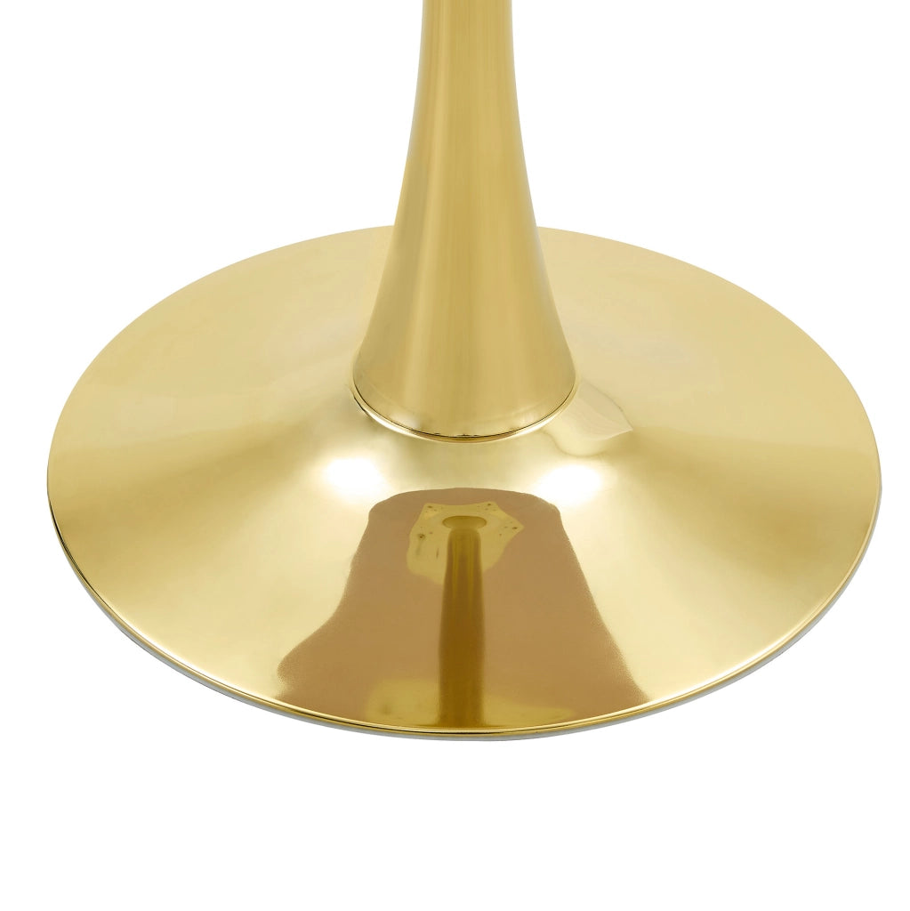 Tavolo rotondo da pranzo 60 cm in MDF e metallo; nero marmorizzato e oro