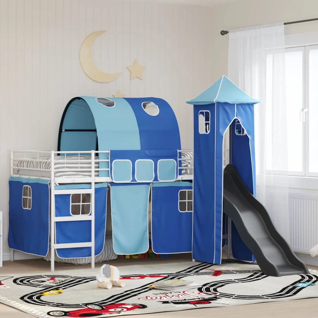 Struttura del letto loft per bambini Bianco e Blu 100 x 200 cm